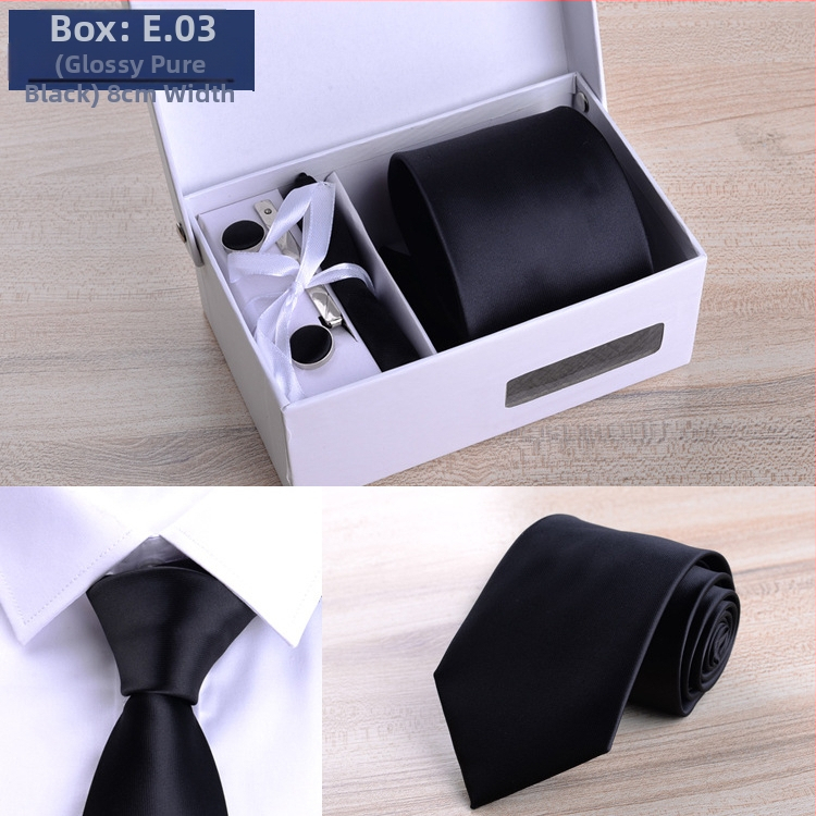 Fabriko vyriškas šešių dalių kostiumas, juodas, 8 cm ilgio, dryžuotas, rankinis kaklaraištis, jaunikio vestuvių dovanų dėžutė