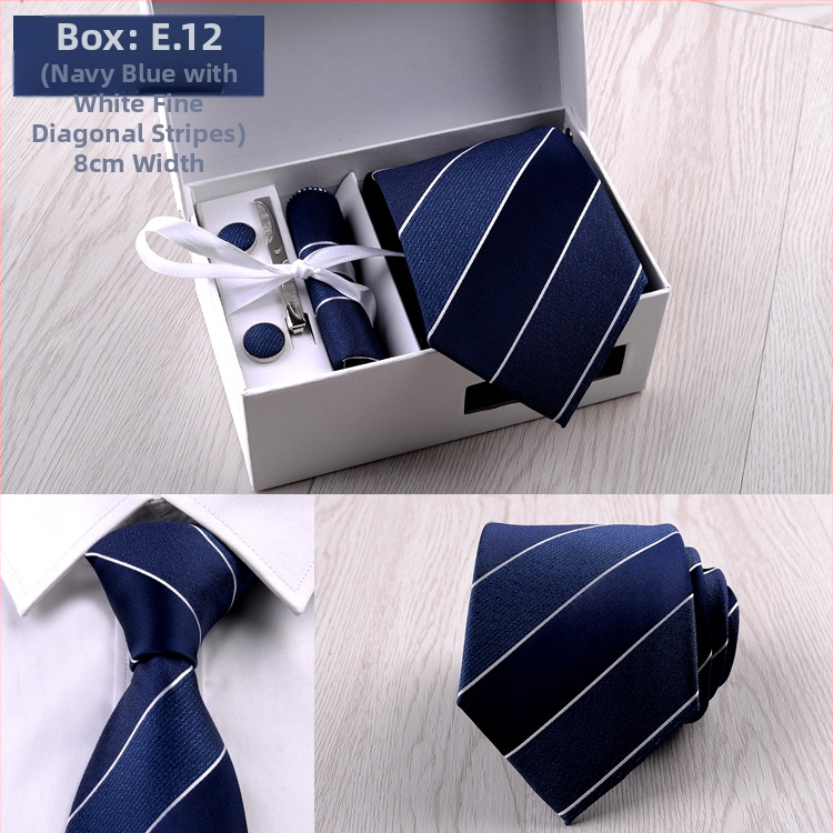 Fabriko vyriškas šešių dalių kostiumas, juodas, 8 cm ilgio, dryžuotas, rankinis kaklaraištis, jaunikio vestuvių dovanų dėžutė