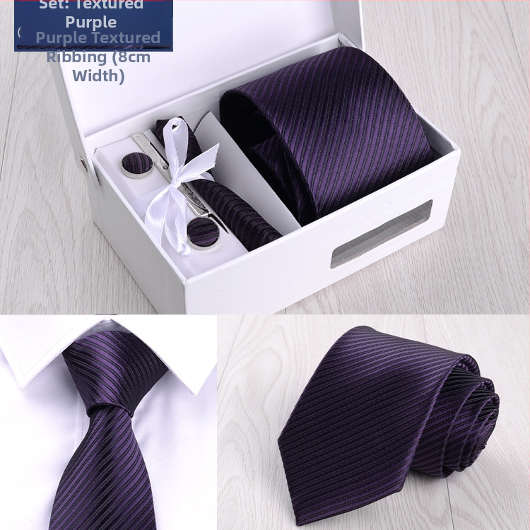 Fabriko vyriškas šešių dalių kostiumas, juodas, 8 cm ilgio, dryžuotas, rankinis kaklaraištis, jaunikio vestuvių dovanų dėžutė