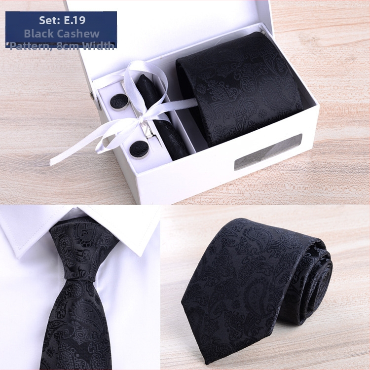 Vīriešu sešdaļīgs, melns, svītrains, vīriešu uzvalks, melns, 8 cm, svītrains, kaklasaite, līgavaiņa kāzu dāvanu kastīte