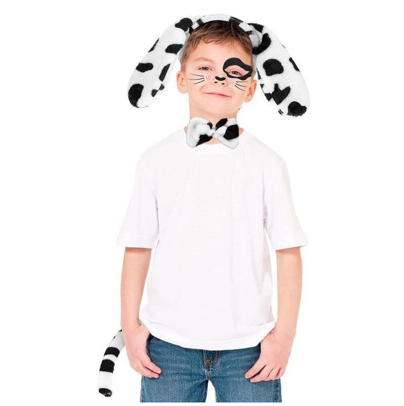 2025 dalmaatsia koera kõrvapaelaga plush-realistlikud loomakõrvad dalmaatsia koera kostüümikostüüm värske ja armas