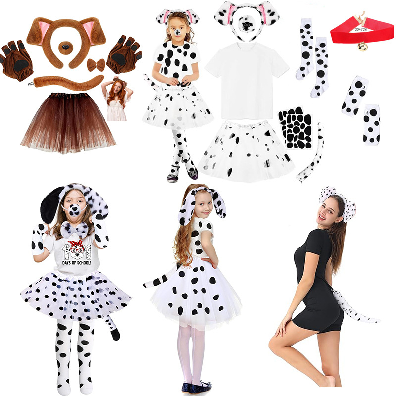 2025 dalmaatsia koera kõrvapaelaga plush-realistlikud loomakõrvad dalmaatsia koera kostüümikostüüm värske ja armas