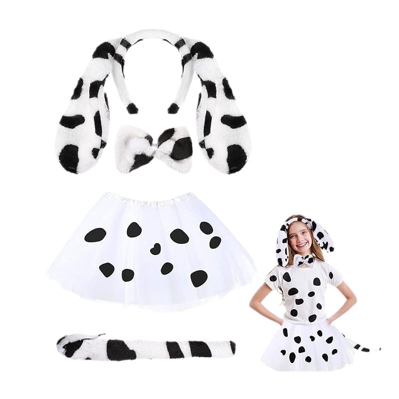 2025 dalmaatsia koera kõrvapaelaga plush-realistlikud loomakõrvad dalmaatsia koera kostüümikostüüm värske ja armas