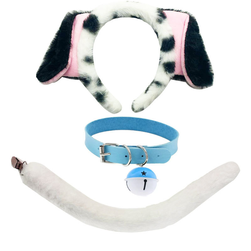 2025 dalmaatsia koera kõrvapaelaga plush-realistlikud loomakõrvad dalmaatsia koera kostüümikostüüm värske ja armas