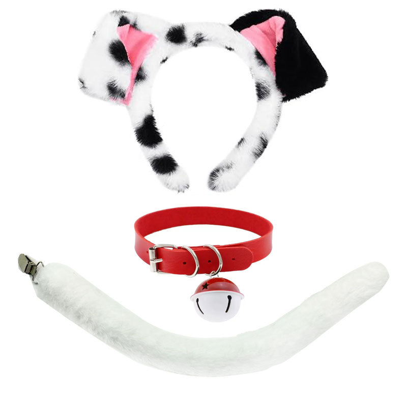 2025 dalmaatsia koera kõrvapaelaga plush-realistlikud loomakõrvad dalmaatsia koera kostüümikostüüm värske ja armas