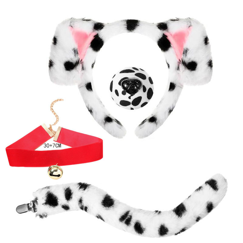 2025 dalmaatsia koera kõrvapaelaga plush-realistlikud loomakõrvad dalmaatsia koera kostüümikostüüm värske ja armas
