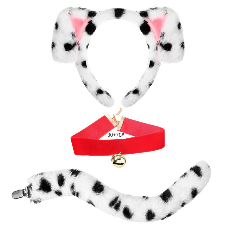 2025 dalmaatsia koera kõrvapaelaga plush-realistlikud loomakõrvad dalmaatsia koera kostüümikostüüm värske ja armas