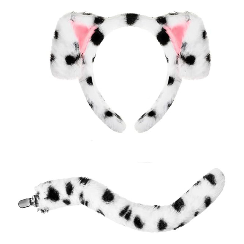 2025 dalmaatsia koera kõrvapaelaga plush-realistlikud loomakõrvad dalmaatsia koera kostüümikostüüm värske ja armas