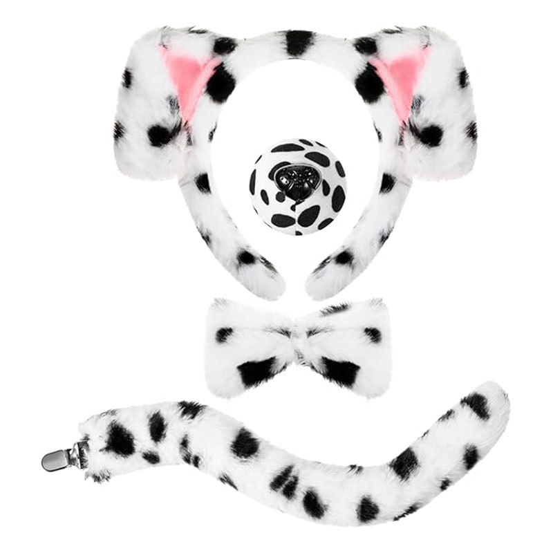 2025 dalmaatsia koera kõrvapaelaga plush-realistlikud loomakõrvad dalmaatsia koera kostüümikostüüm värske ja armas