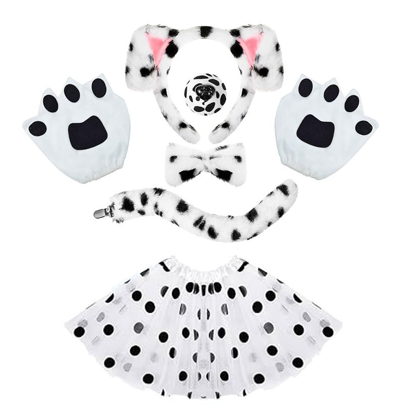 2025 dalmaatsia koera kõrvapaelaga plush-realistlikud loomakõrvad dalmaatsia koera kostüümikostüüm värske ja armas