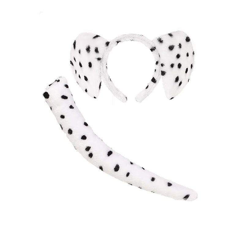 2025 dalmaatsia koera kõrvapaelaga plush-realistlikud loomakõrvad dalmaatsia koera kostüümikostüüm värske ja armas