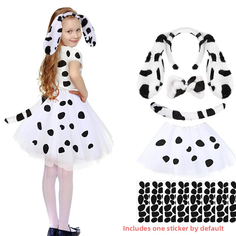 2025 dalmaatsia koera kõrvapaelaga plush-realistlikud loomakõrvad dalmaatsia koera kostüümikostüüm värske ja armas