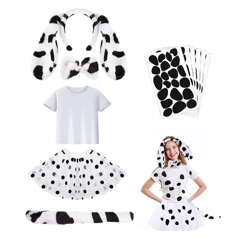 2025 dalmaatsia koera kõrvapaelaga plush-realistlikud loomakõrvad dalmaatsia koera kostüümikostüüm värske ja armas