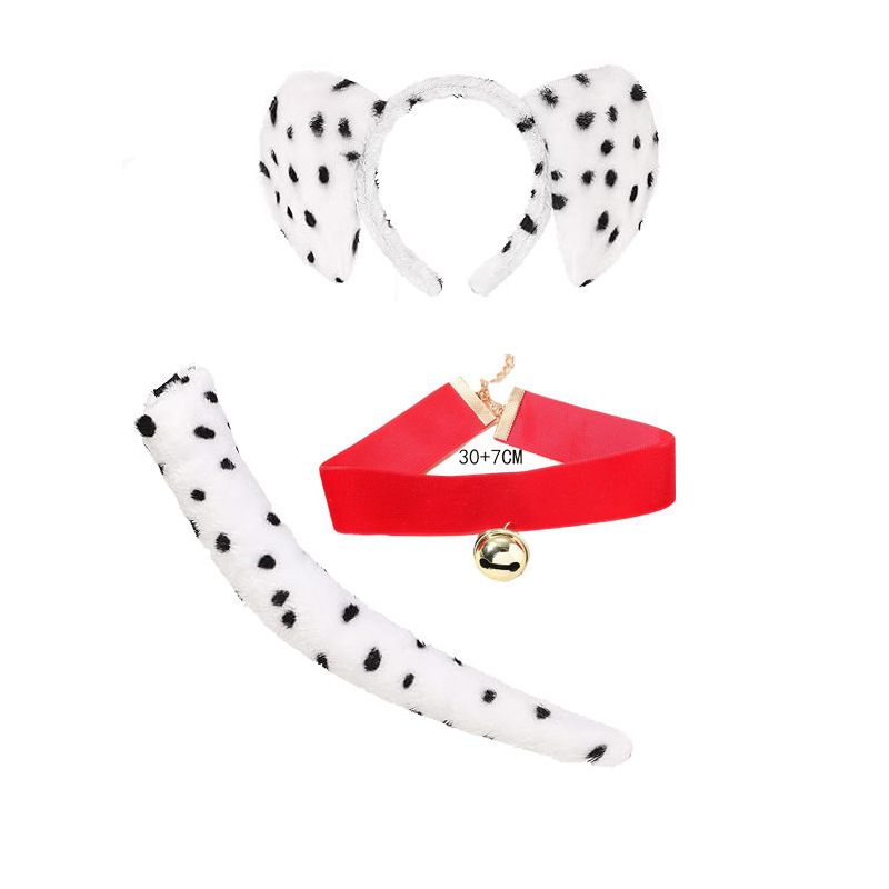 2025 dalmaatsia koera kõrvapaelaga plush-realistlikud loomakõrvad dalmaatsia koera kostüümikostüüm värske ja armas