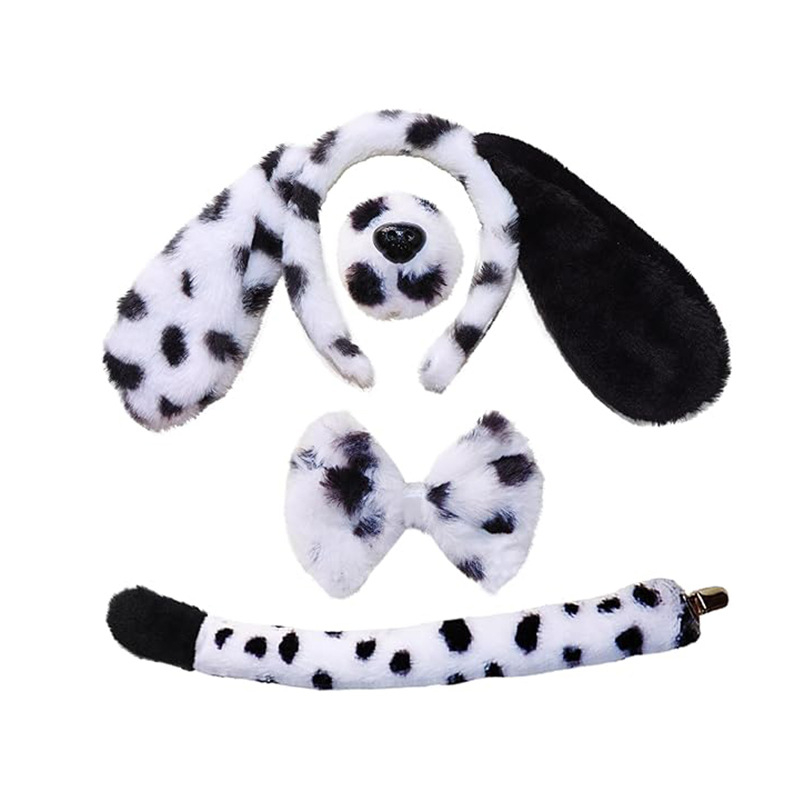 2025 dalmaatsia koera kõrvapaelaga plush-realistlikud loomakõrvad dalmaatsia koera kostüümikostüüm värske ja armas