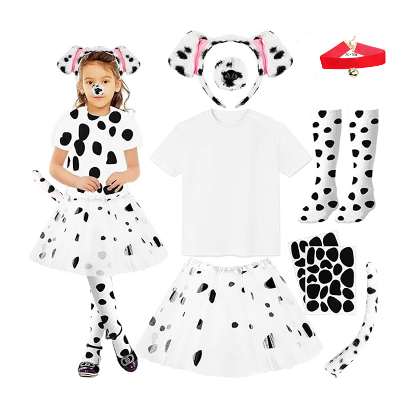 2025 dalmaatsia koera kõrvapaelaga plush-realistlikud loomakõrvad dalmaatsia koera kostüümikostüüm värske ja armas