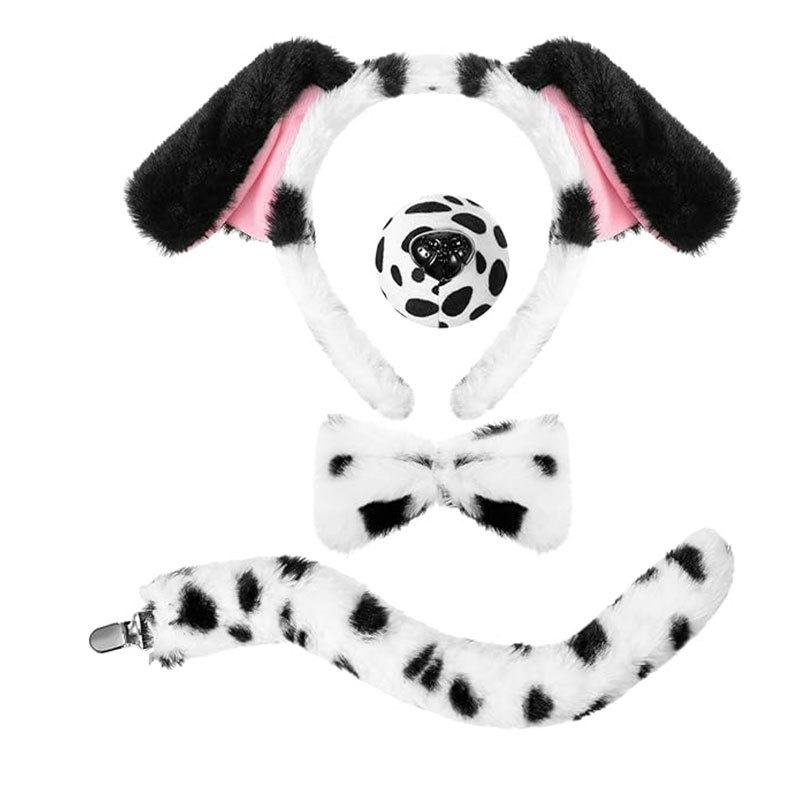 2025 dalmaatsia koera kõrvapaelaga plush-realistlikud loomakõrvad dalmaatsia koera kostüümikostüüm värske ja armas