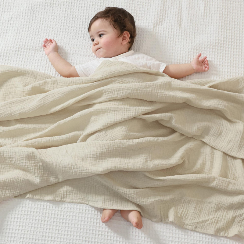 Piiriülene tavaline kahekihiline kortsus lapiga vastsündinud beebirätik beebikrepp-kott ühekordne beebi valesti rätikuga padi vannirätik