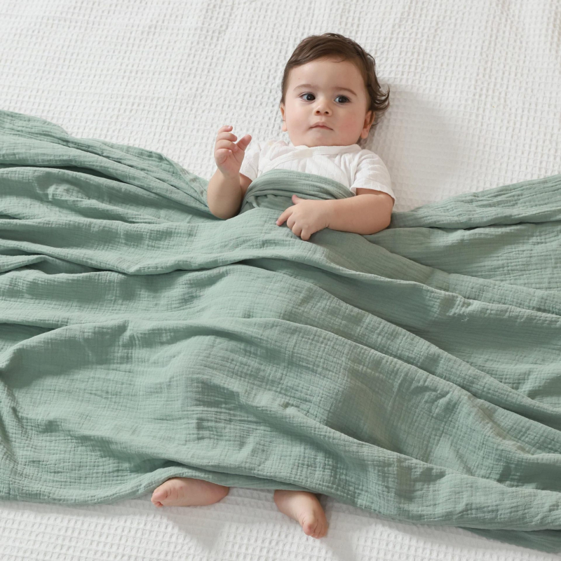 Piiriülene tavaline kahekihiline kortsus lapiga vastsündinud beebirätik beebikrepp-kott ühekordne beebi valesti rätikuga padi vannirätik