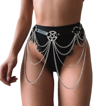 Ευρωπαϊκό και αμερικανικό πανκ στυλ σέξι αλυσίδα σέξι δερμάτινη ζώνη μέσης ζαρτιέρας αλυσίδα σώματος κοσμήματα απόδοσης εργοστάσιο ζώνης προς πώληση