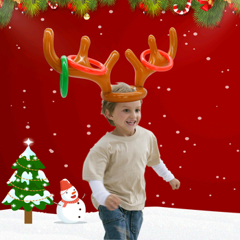 Διασυνοριακό οικολογικό PVC με παχύρρευστο χριστουγεννιάτικο πάρτι, φουσκωτό δαχτυλίδι για το κεφάλι, με κέρατα ελαφιών, διαδραστικό παιχνίδι που ρίχνει παιχνίδια