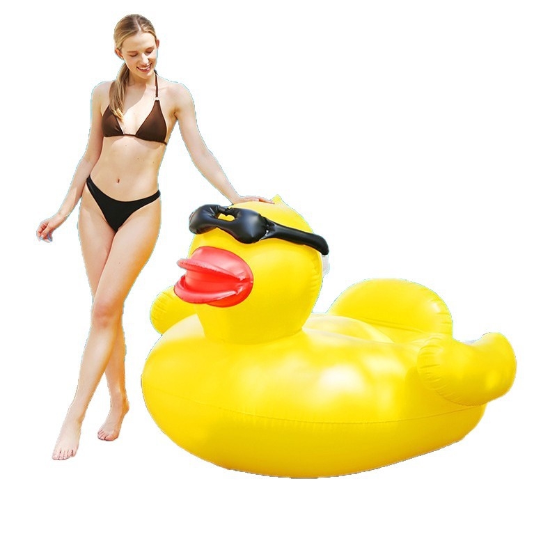 Prillid Suur Kollane Part Suvine Puhkus Ujuv Vee Täispuhutav Ujumisrõnga Kinnitus Paksendatud Part Välis Rafting Ujuvvoodi