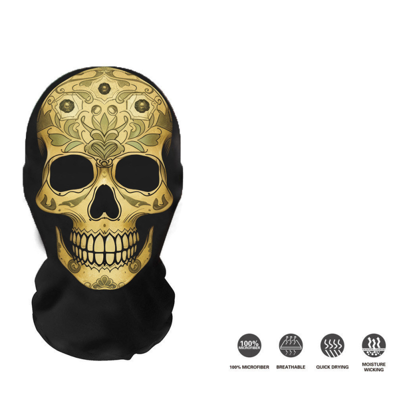 Трансгранична европейска и американска Хелоуин мрежеста маска за лице с щампа на череп, балаклава, забавна шапка на склад