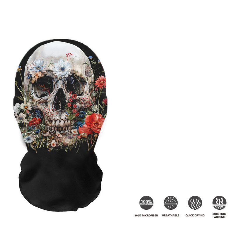 Трансгранична европейска и американска Хелоуин мрежеста маска за лице с щампа на череп, балаклава, забавна шапка на склад
