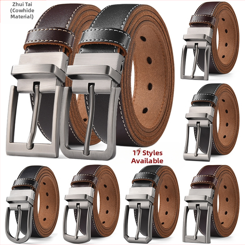 Vyriškas laisvalaikio stiliaus diržas su sagtimi iš karvės odos, universalus, natūralios odos diržas, eksportuojamas iš užsienio gamyklos.