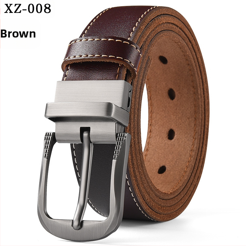 Vyriškas laisvalaikio stiliaus diržas su sagtimi iš karvės odos, universalus, natūralios odos diržas, eksportuojamas iš užsienio gamyklos.