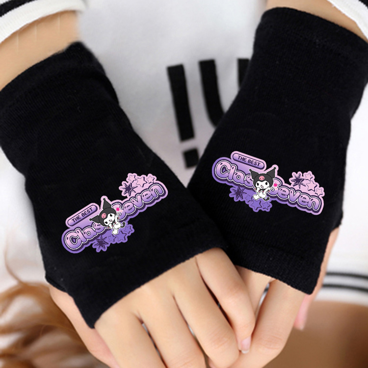 „Coolomi“ vaikiškos mergaičių žieminės puspirščių pirštinės, pastorintos mergaičių žiemai, vidutinio ir didelio dydžio vaikams, „Sanrio“ rudens ir žiemos šiltos pirštinės.