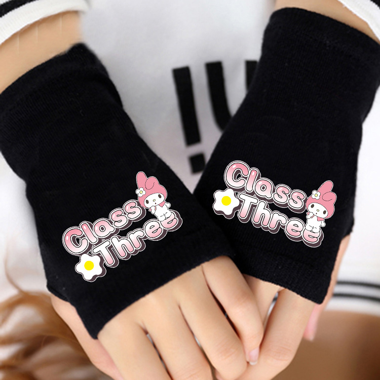 „Coolomi“ vaikiškos mergaičių žieminės puspirščių pirštinės, pastorintos mergaičių žiemai, vidutinio ir didelio dydžio vaikams, „Sanrio“ rudens ir žiemos šiltos pirštinės.