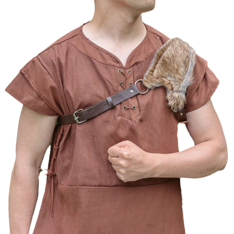 Meeste keskaegsed rõivad, otseülekanne, üle piiri, Amazoni kunstkarusnahast ühe õlaga viikingikarusnahast sall, õlapadja