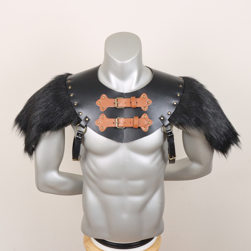 Meeste keskaegsed rõivad, otseülekanne, üle piiri, Amazoni kunstkarusnahast ühe õlaga viikingikarusnahast sall, õlapadja