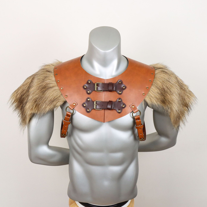 Meeste keskaegsed rõivad, otseülekanne, üle piiri, Amazoni kunstkarusnahast ühe õlaga viikingikarusnahast sall, õlapadja