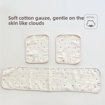 Πετσέτα σάλιου τριών τεμαχίων για καρότσι, γάντια καροτσιού, ιμάντας από βαμβακερή γάζα, πετσέτα σάλιου, αντι-δάγκωμα, μαξιλαράκι ώμου για καρότσι