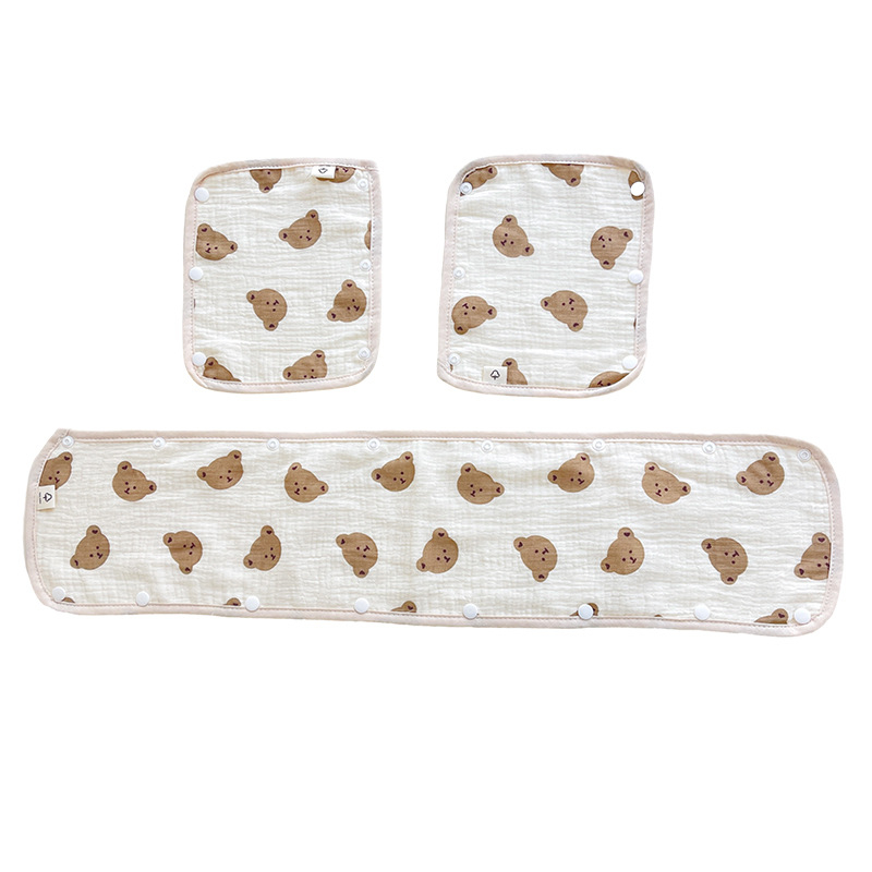 Bērnu ratiņu siekalu dvielis, trīsdaļīgs ratiņu cimds, kokvilnas marles siksna, siekalu dvielis ratiņu pretkodienu plecu spilventiņš