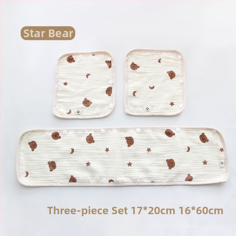 Bērnu ratiņu siekalu dvielis, trīsdaļīgs ratiņu cimds, kokvilnas marles siksna, siekalu dvielis ratiņu pretkodienu plecu spilventiņš