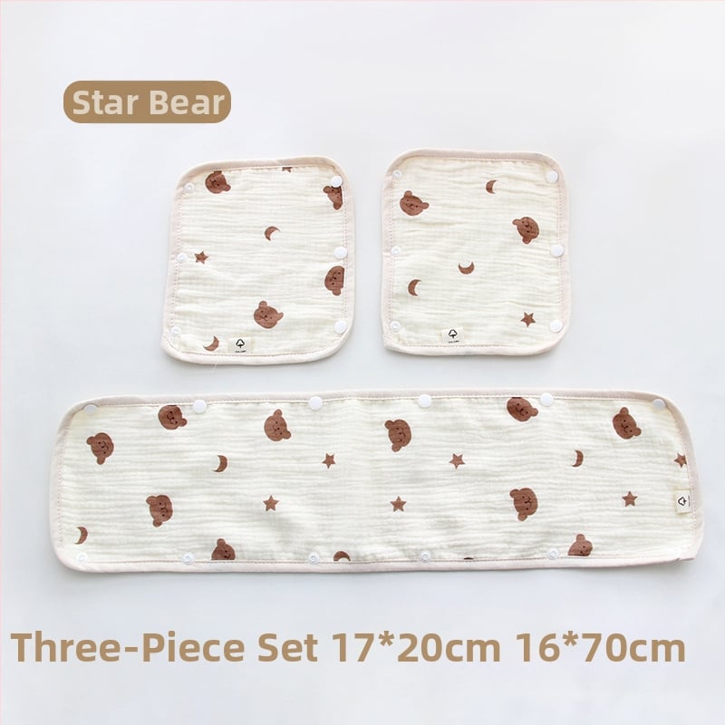 Bērnu ratiņu siekalu dvielis, trīsdaļīgs ratiņu cimds, kokvilnas marles siksna, siekalu dvielis ratiņu pretkodienu plecu spilventiņš