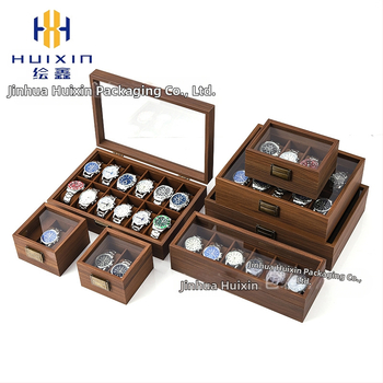 Didmeninė medinių laikrodžių laikymo dėžutė, juodo riešuto spalvos medinių kolekcijų laikrodžių papuošalų, akinių daugiafunkcinė dėžutė