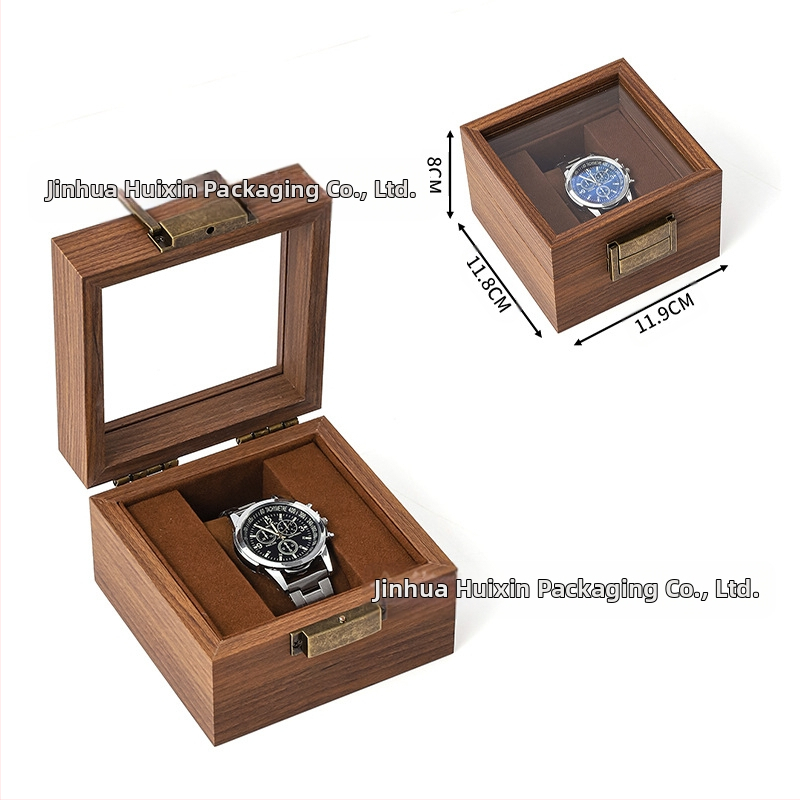 Didmeninė medinių laikrodžių laikymo dėžutė, juodo riešuto spalvos medinių kolekcijų laikrodžių papuošalų, akinių daugiafunkcinė dėžutė