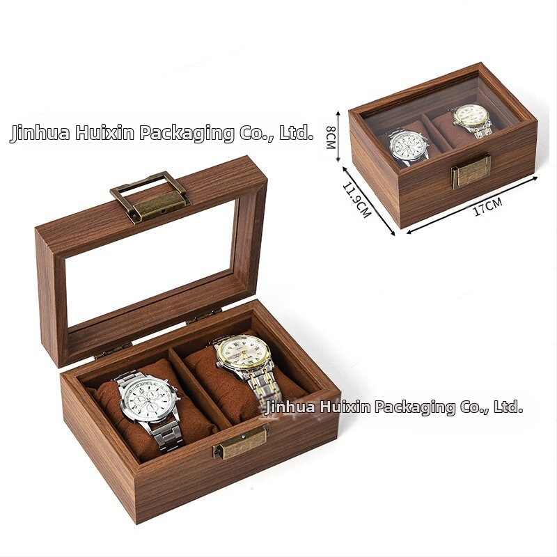 Didmeninė medinių laikrodžių laikymo dėžutė, juodo riešuto spalvos medinių kolekcijų laikrodžių papuošalų, akinių daugiafunkcinė dėžutė