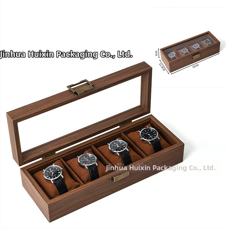Didmeninė medinių laikrodžių laikymo dėžutė, juodo riešuto spalvos medinių kolekcijų laikrodžių papuošalų, akinių daugiafunkcinė dėžutė