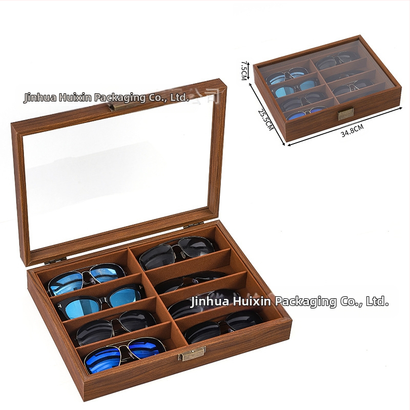 Didmeninė medinių laikrodžių laikymo dėžutė, juodo riešuto spalvos medinių kolekcijų laikrodžių papuošalų, akinių daugiafunkcinė dėžutė