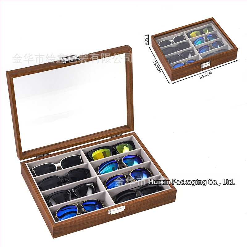 Didmeninė medinių laikrodžių laikymo dėžutė, juodo riešuto spalvos medinių kolekcijų laikrodžių papuošalų, akinių daugiafunkcinė dėžutė