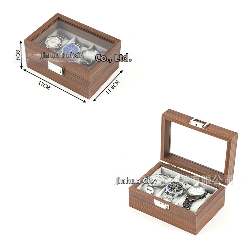 Didmeninė medinių laikrodžių laikymo dėžutė, juodo riešuto spalvos medinių kolekcijų laikrodžių papuošalų, akinių daugiafunkcinė dėžutė