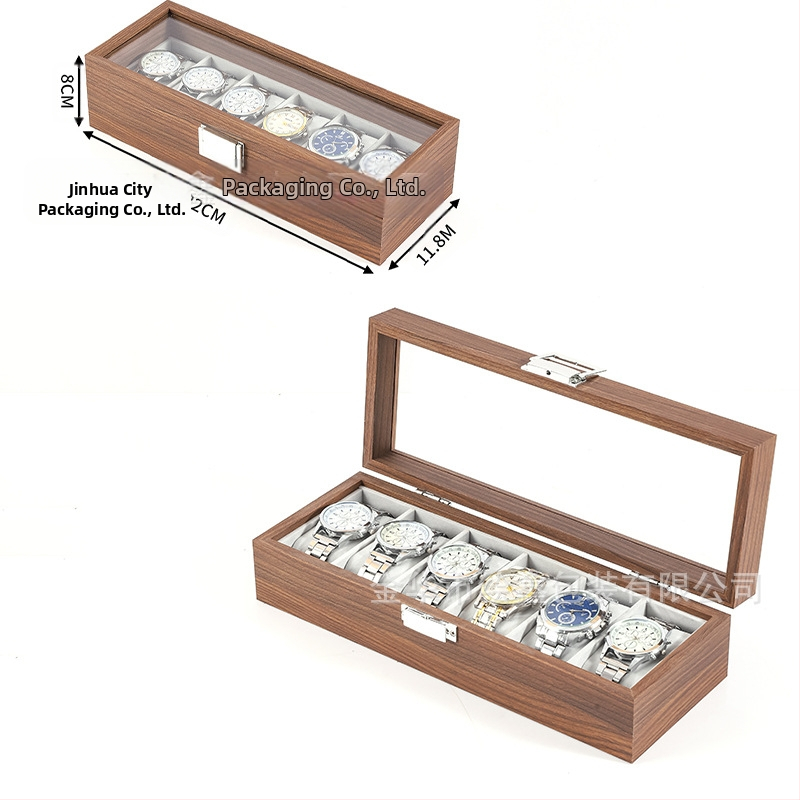 Didmeninė medinių laikrodžių laikymo dėžutė, juodo riešuto spalvos medinių kolekcijų laikrodžių papuošalų, akinių daugiafunkcinė dėžutė