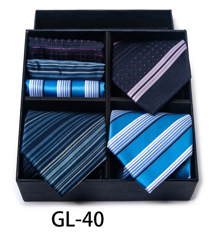 2025. gada jauns vīriešu dāvanu kastīšu komplekts ar kaklasaites modes biznesa vienkrāsainu žakarda kaklasaites kvadrātveida šalli pārrobežu karstā izpārdošana