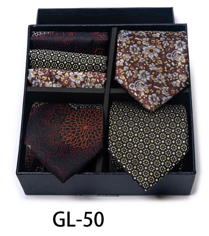 2025. gada jauns vīriešu dāvanu kastīšu komplekts ar kaklasaites modes biznesa vienkrāsainu žakarda kaklasaites kvadrātveida šalli pārrobežu karstā izpārdošana