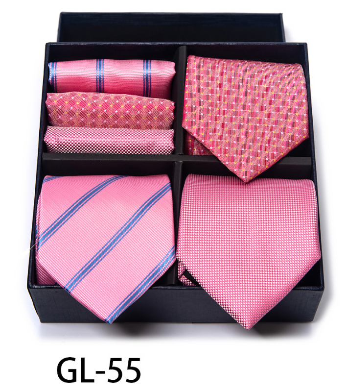 2025. gada jauns vīriešu dāvanu kastīšu komplekts ar kaklasaites modes biznesa vienkrāsainu žakarda kaklasaites kvadrātveida šalli pārrobežu karstā izpārdošana